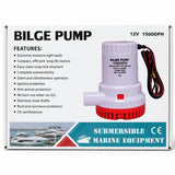 Acquaflo 12V 1500GPH Bilge Pump Non Automatic 1-1/8