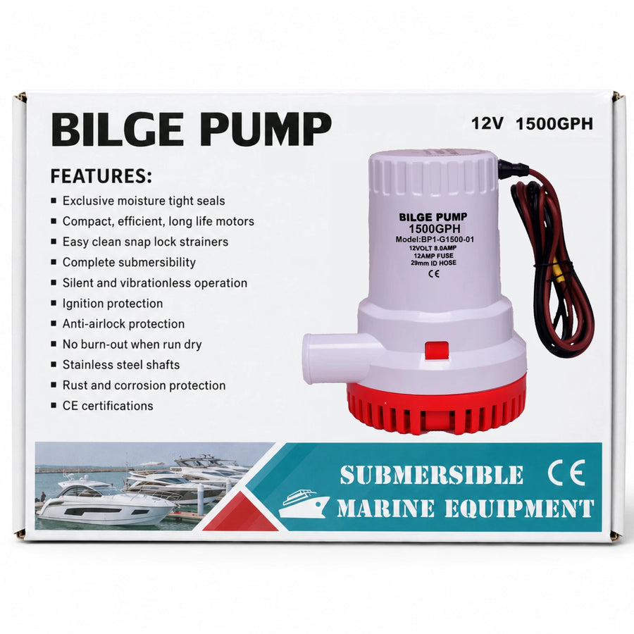 Acquaflo 12V 1500GPH Bilge Pump Non Automatic 1-1/8